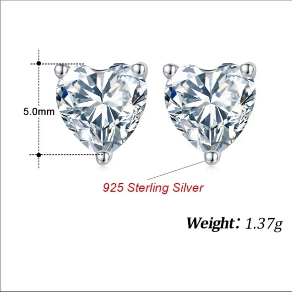 New 925 Silver Beautiful Mini Hearts Diamond Earrings - Picture 4 of 4